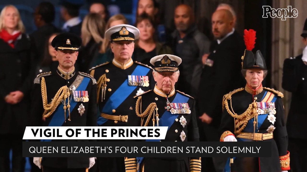 Queen Elizabeth's 4 Children Stand Solemn Vigil at Their Mother's