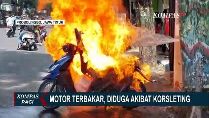 Motor Terbakar di Kota Probolinggo Jawa Timur, Diduga Akibat Korsleting