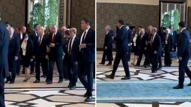Cumhurbaşkanı Erdoğan ve Rus lider Putin kol kola girip yürüdü