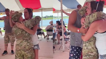 Military daughter shocks family with a surprise return after spending a year away from home