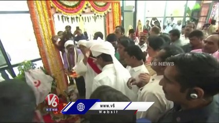 CM KCR Wear Turban At Sevalal Banjara & Komaram Bheem Adivasi Bhavan Inaguration_Hyderabad _ V6 News