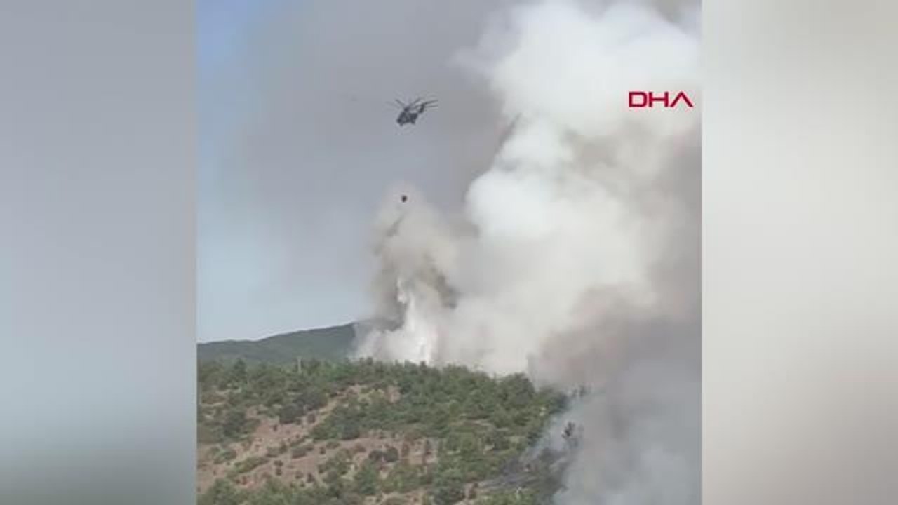 KEPSUT'TA BAŞLAYAN ORMAN YANGININA HAVADAN KARADAN MÜDAHALE EDİLİYOR