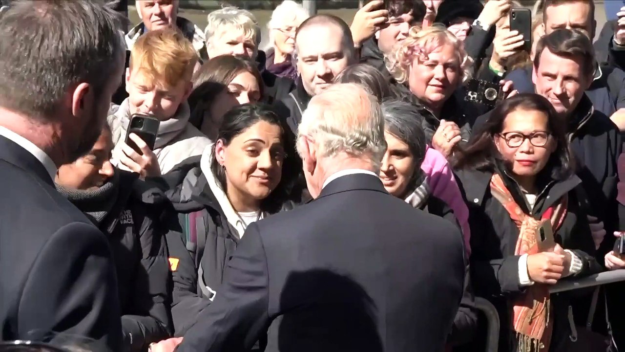 King Charles III greets public queuing to see Q...
