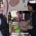 In this deleted scene from the Mr Bean Christmas Special Mr Bean wins a turkey after correctly 'guessing'