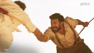 Ram Charan and Jr NTR Meet For The First Time - RRR (Hindi) Movie Scene - Netflix India