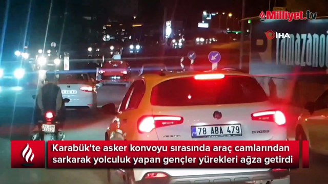 Asker uğurlama konvoyunda araçların camlarından sarkarak yaptıkları tehlikeli yolculuk kamerada