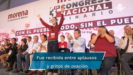 Скачать видео: Claudia Sheinbaum es recibida con gritos de” presidenta, presidenta” en Congreso de Morena