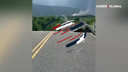 Tayvan'da 7.2'lik depremde dehşet anları: Yollar ikiye ayrıldı!