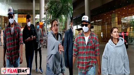 Vicky Kaushal Fatima Shaikh Film की Shooting के बाद लौटे, Airport पर क्यों चिल्लाईं Fatima? *Video