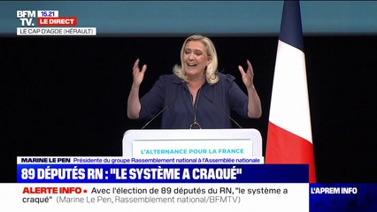 Marine Le Pen: “Le système a craqué devant la poussée nationale“