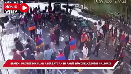 Ermeni protestocular Azerbaycan'ın Paris Büyükelçiliğine saldırdı