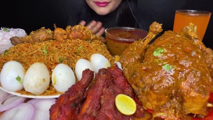 ASMR EATING CHICKEN BIRYANI,CHICKEN LEG PIECE,WHOLE CHICKEN CURRY,EGGS FRIED CHICKEN _EATING VIDEO_