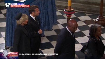 Download Video: Funérailles d'Elizabeth II: Emmanuel et Brigitte Macron sont arrivés dans l'abbaye de Westminster