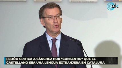 Feijóo critica a Sánchez por "consentir" que el castellano sea una lengua extranjera en Cataluña