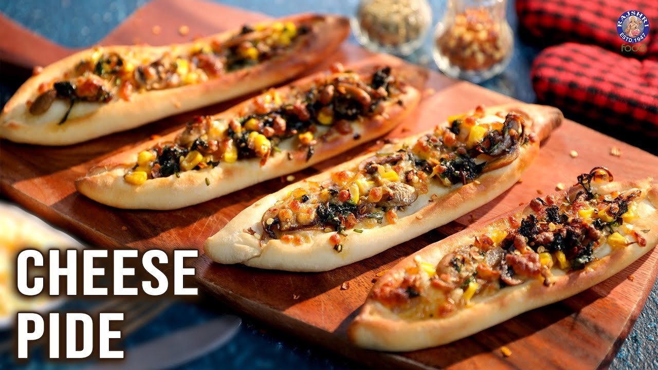 Cheese Pide Recipe | Bread Topped With Spinach,...