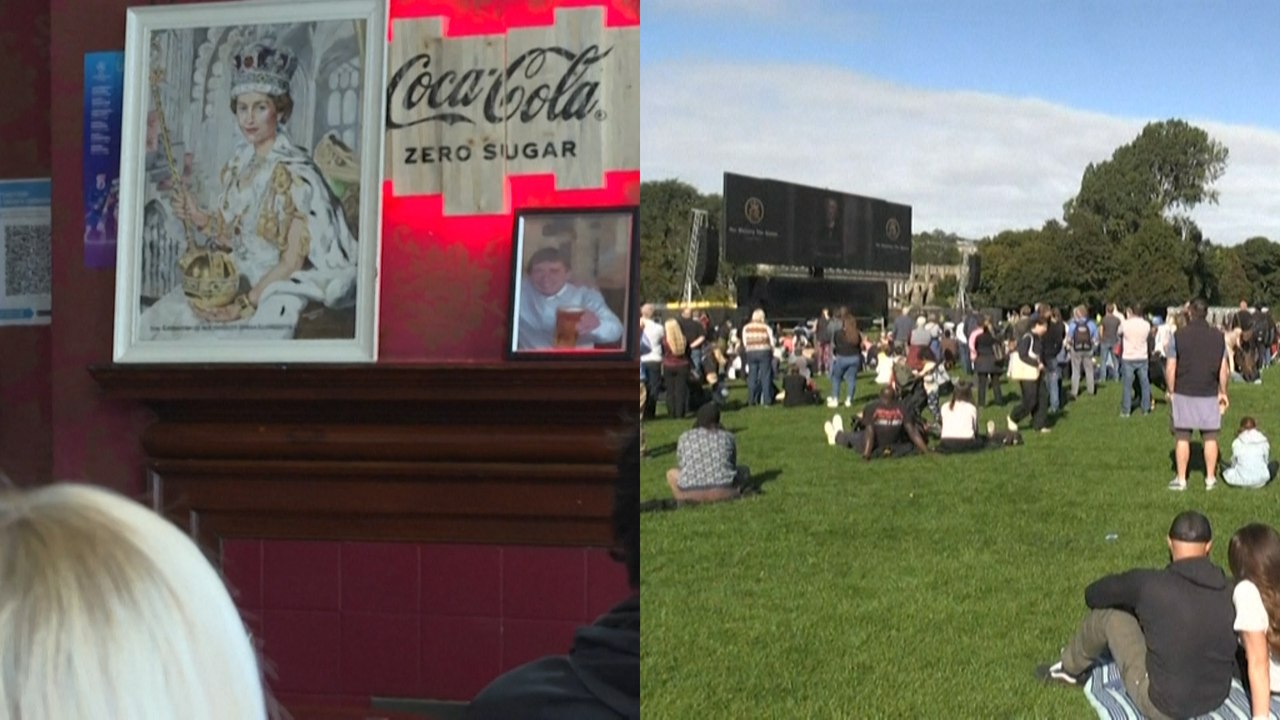 Pubs & Parks: Trauernde in ganz Großbritannien schauen Beerdigung von Elizabeth II.