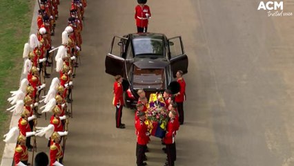 Her Majesty's coffin is transferred from the gun carriage to the state hearse on its final journey to Windsor | September 19, 2022 | ACM