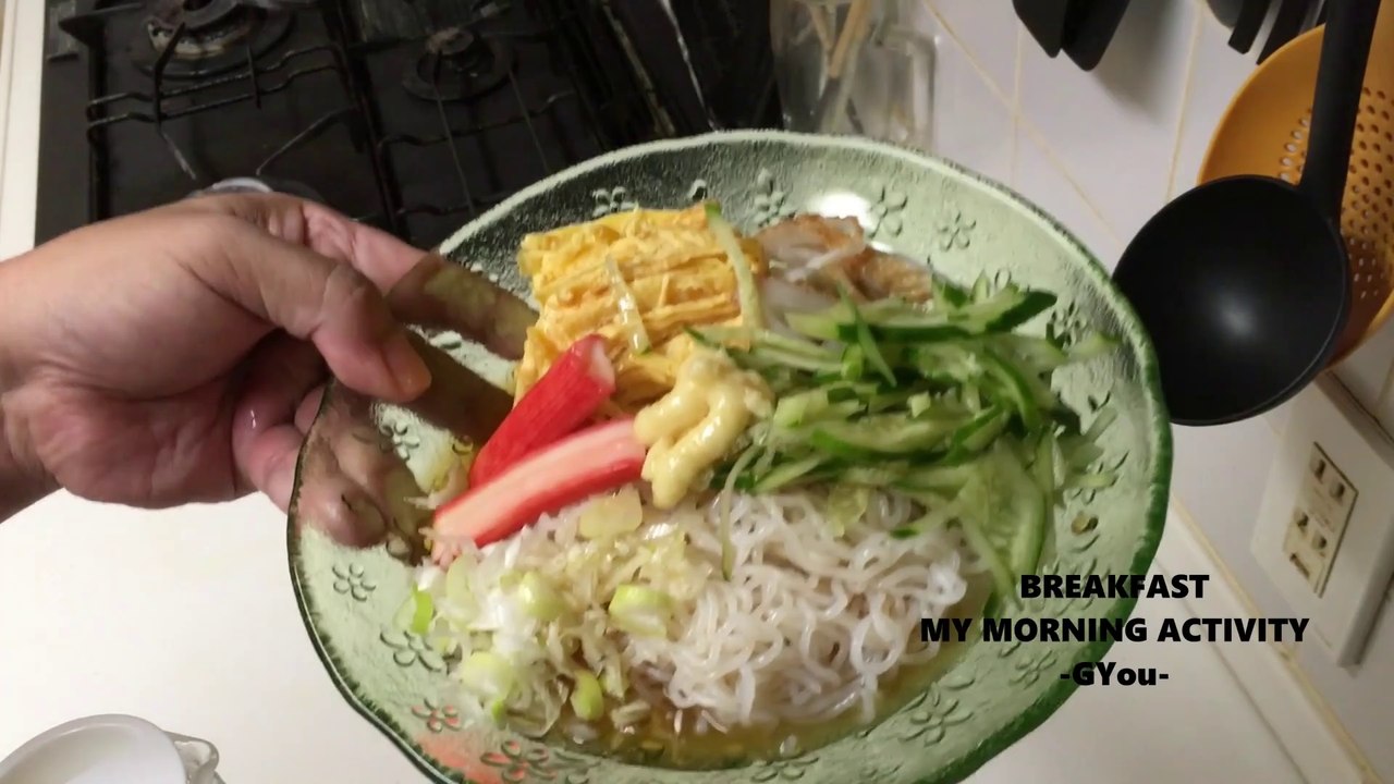 豆腐麺で冷やし中華風(Chilled Chinese style with tofu noodles)