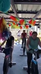 Gerringong's Soul Fit Co spin class, with participants aged 10 to 102