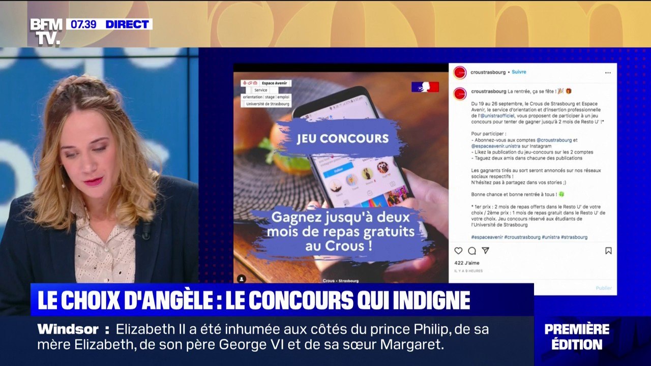 Le choix d'Angèle - Avec son jeu concours pour deux mois de repas gratuits, le Crous de Strasbourg suscite l'indignation