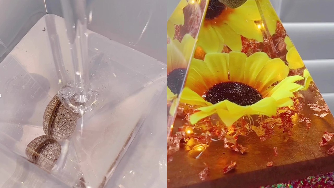 STUPENDOUS resin Sunflower Pyramid made using just ashes