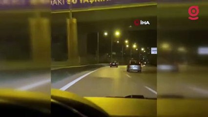 Ümraniye’de kadın sürücüyü sıkıştıran maganda kamerada