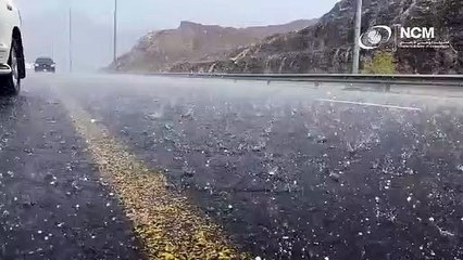 Watch: UAE residents scoop up ice as hail, heavy rains hit country