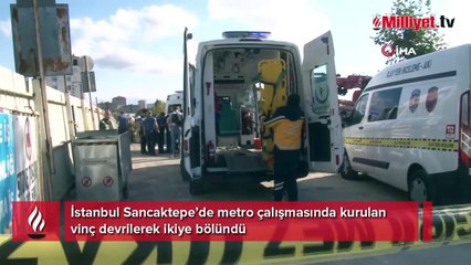Sancaktepe’de metro çalışmasında vinç devrildi