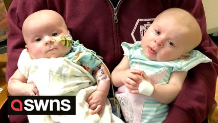 'Both my twin daughters were diagnosed with eye cancer at just a few weeks old - one has beaten it and one has relapsed'