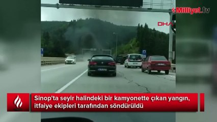 Seyir halindeki araç alev alev yandı