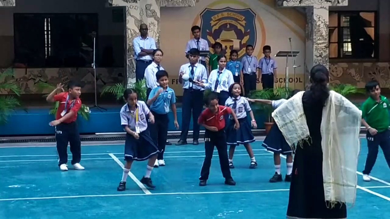 Dance practice by school kids