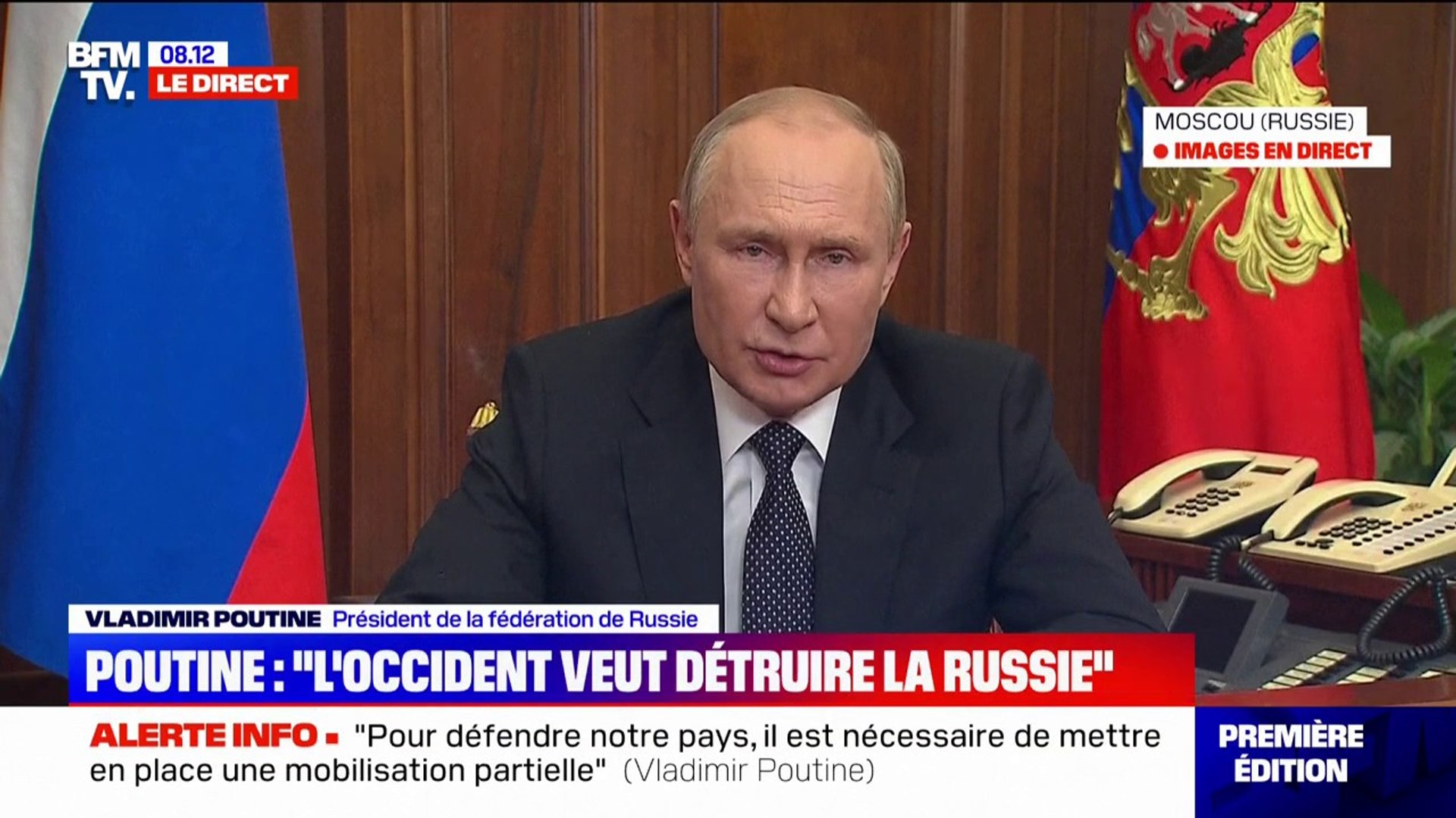 Vladimir Poutine affirme que la Russie est prête à utiliser "tous les  moyens" pour se protéger - Vidéo Dailymotion