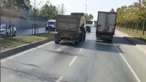Başakşehir'de makas atan kamyon şoförüne ceza kesildi