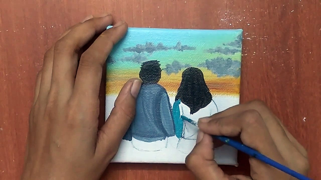 Couple Canvas Painting | Mini Canvas Painting | Canvas Painting for beginners | Getting started with Canvas Painting