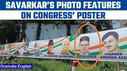 Video herunterladen: Bharat Jodo Yatra Savarkar’s photo on poster leaves Congress red-faced  Oneindia News News