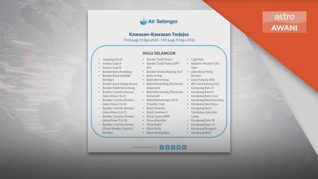 Air Selangor | Kerja baik pulih aset LRA Sg Rasa dimulakan 9 pagi tadi