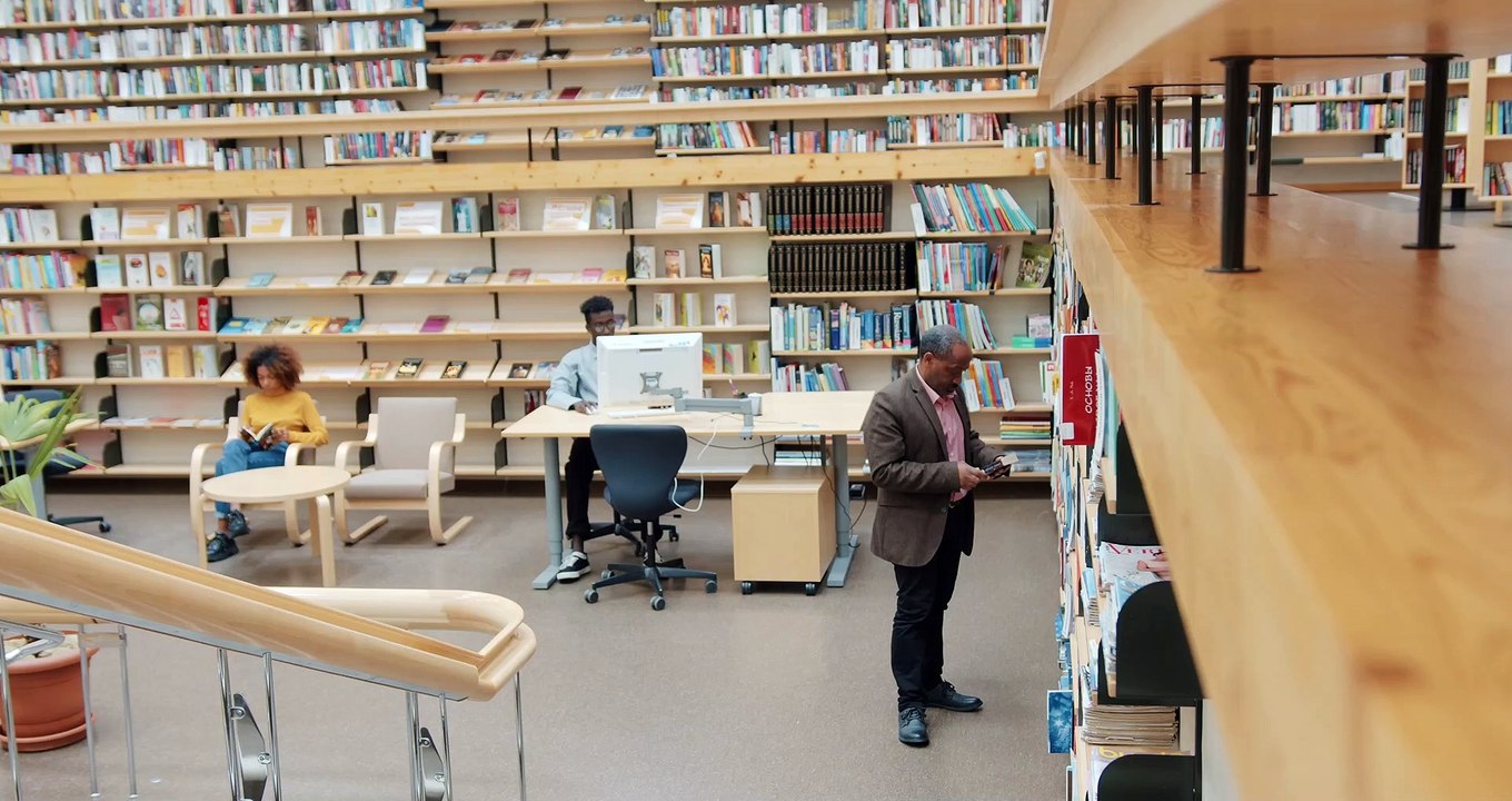 People reading in library