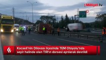 Kargo yüklü dorse TIR'dan ayrılarak TEM’de devrildi