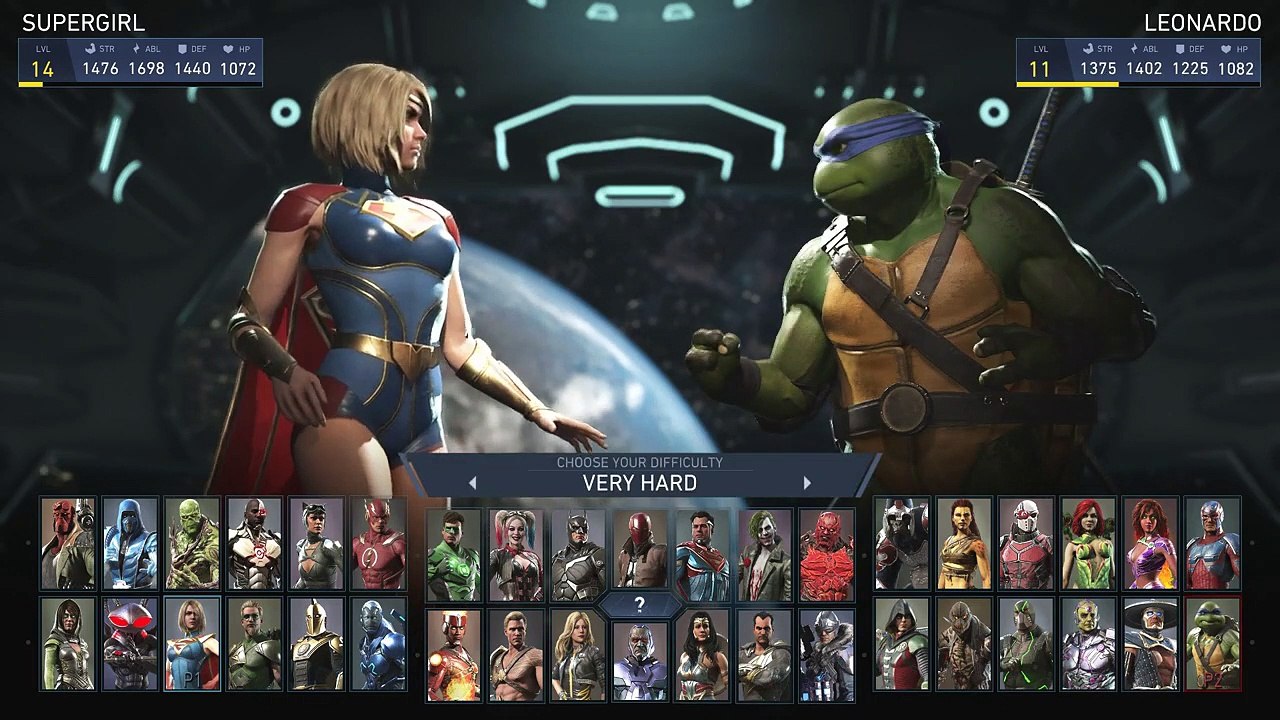 Supergirl vs TMNT Leonardo (Hardest AI) - Injustice 2