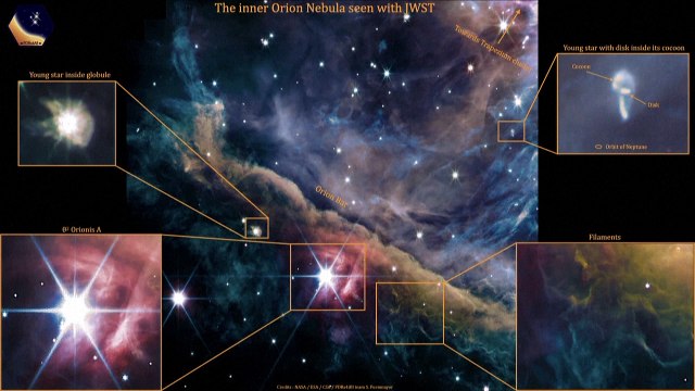 Telescopio Webb captura imágenes impresionantes de nebulosa de Orión