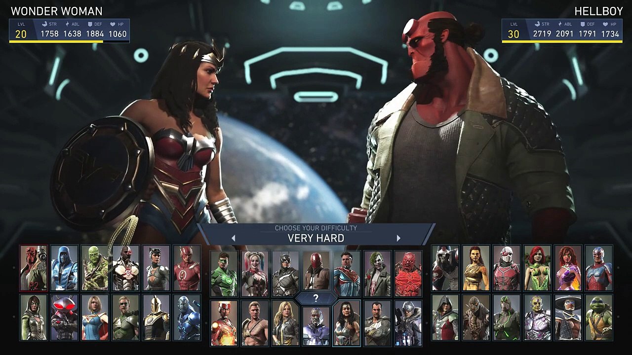Wonder Woman vs Full Power Hellboy (Hardest AI) - Injustice 2