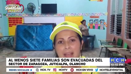 Debido a lluvias unas siete familias son evacuadas en Zaragoza, Juticalpa