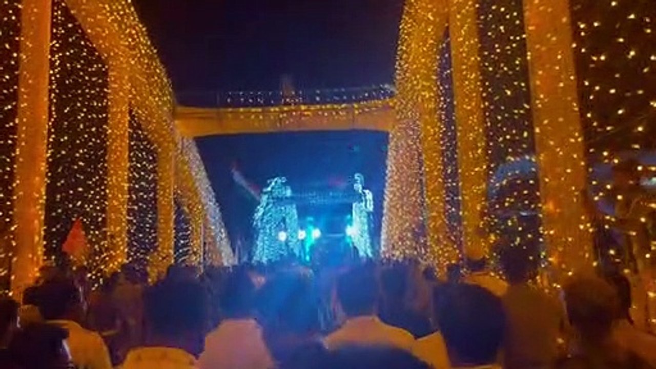 Decorated bridge with tricolour lights for Rahul Gandhi's Bharat Jodo Yatra in Kerala