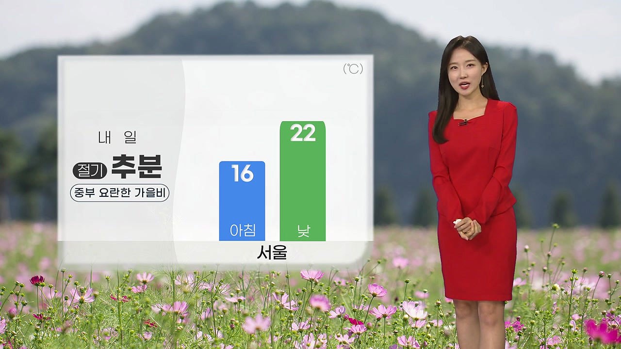 [날씨] 내일 절기 '추분'...중부 요란한 가을비 / YTN