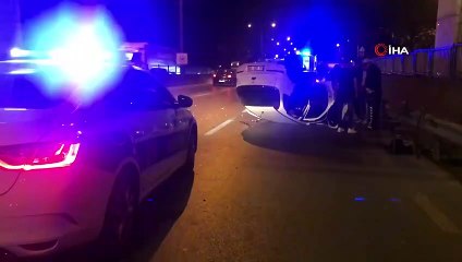 5 arkadaşın takla atan otomobilden burunları kanamadan çıktığı kaza anı kamerada