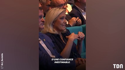 Marine Le Pen fond en larmes pendant le discours de Bardella