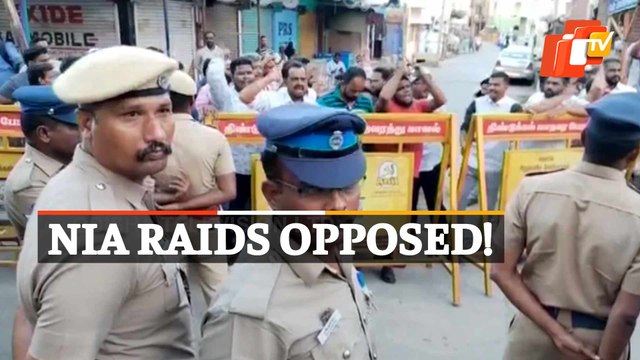 Protest During NIA raids at PFI head office in Chennai