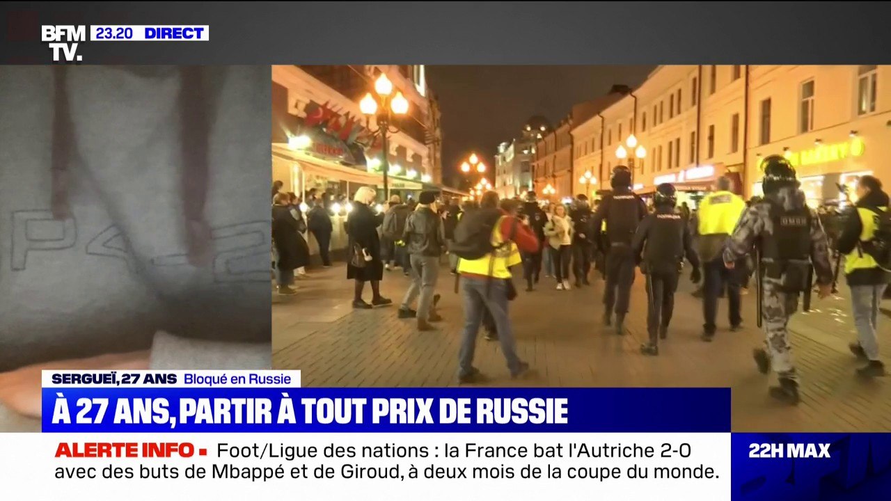 "Je suis bloqué ici" Sergueï, 27 ans, cherche à fuir la Russie "au plus vite" Vidéo Dailymotion