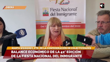 Balance economico de la 42 fiesta nacional del inmigrante