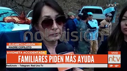 Familiares de piloto piden rescate aéreo